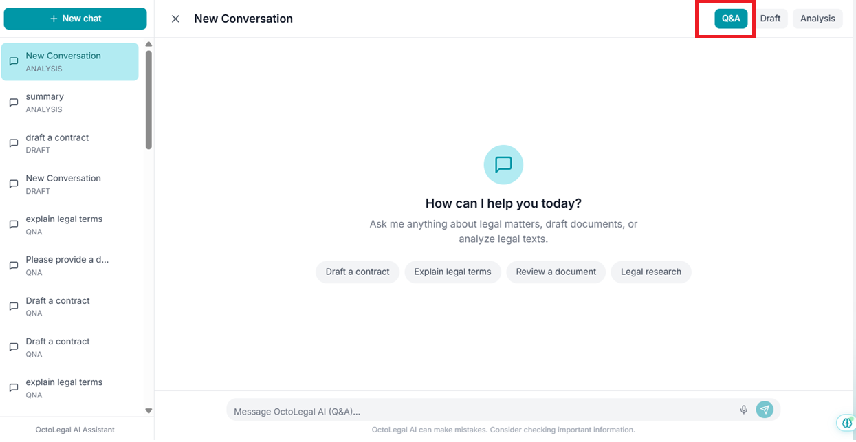 Q&A mode toggle