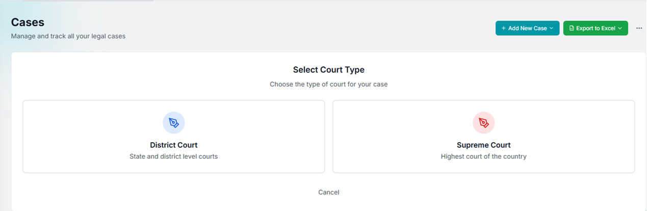 Court type selection