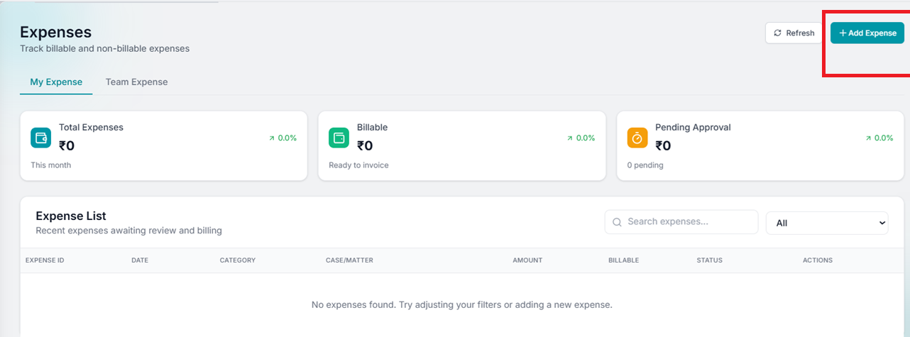 Add Expense button