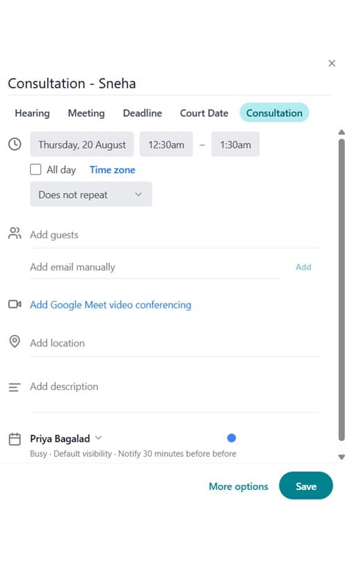 Consultation scheduling form