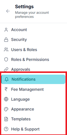 Notifications section