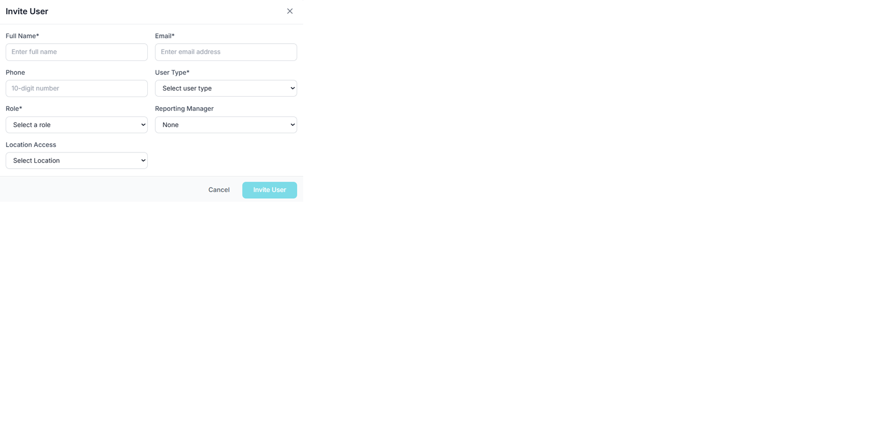 Invite User form
