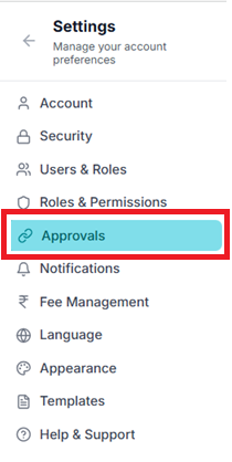 Approvals option