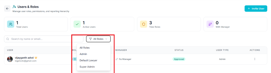 Users & Roles option